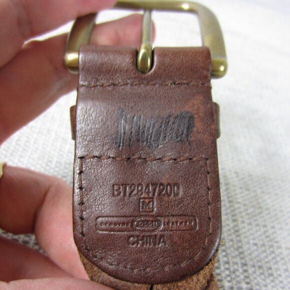 Fossil Belt Womens Medium Brown Genuine Leather Braided Studded Western Boho - Picture 3 of 16